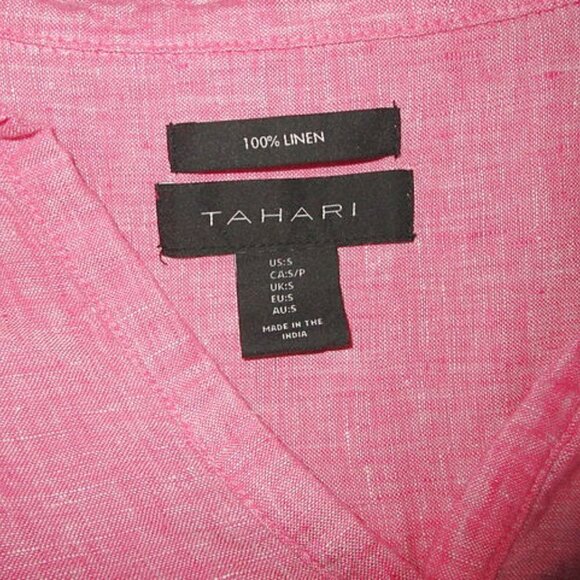 NWT Tahari LINEN Shirt Size S BLOUSE Tunic Top 3/4 SLEEVES V-Neck LIGHTWEIGHT - Picture 8 of 12